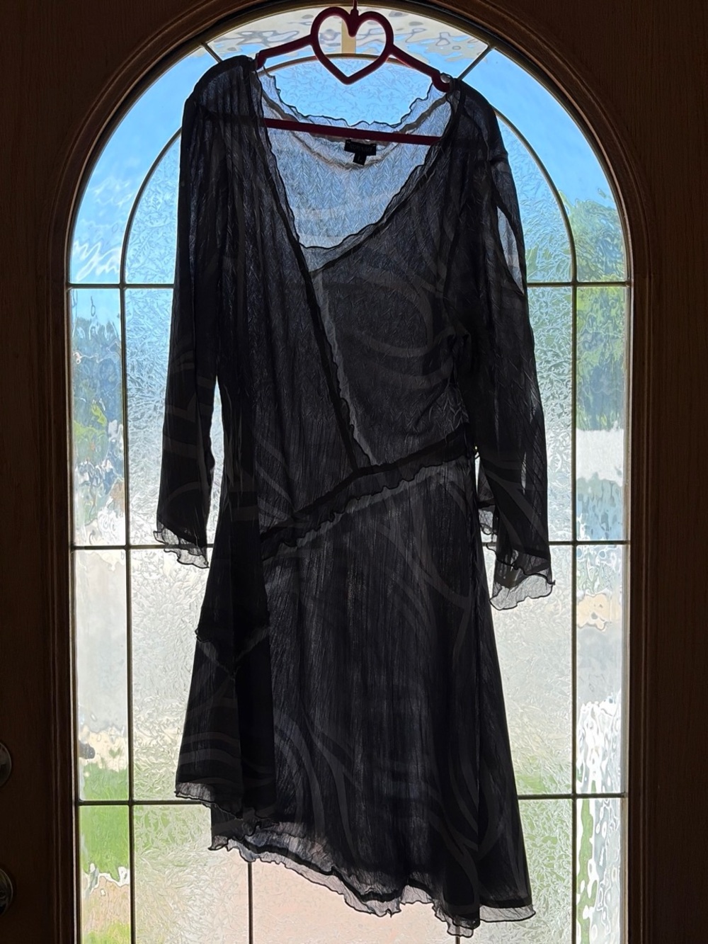 Komarov Grey Sheer Asymmetrical Dress